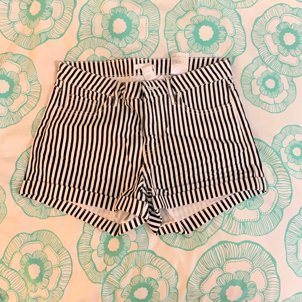 H&M Striped High Rise Shorts